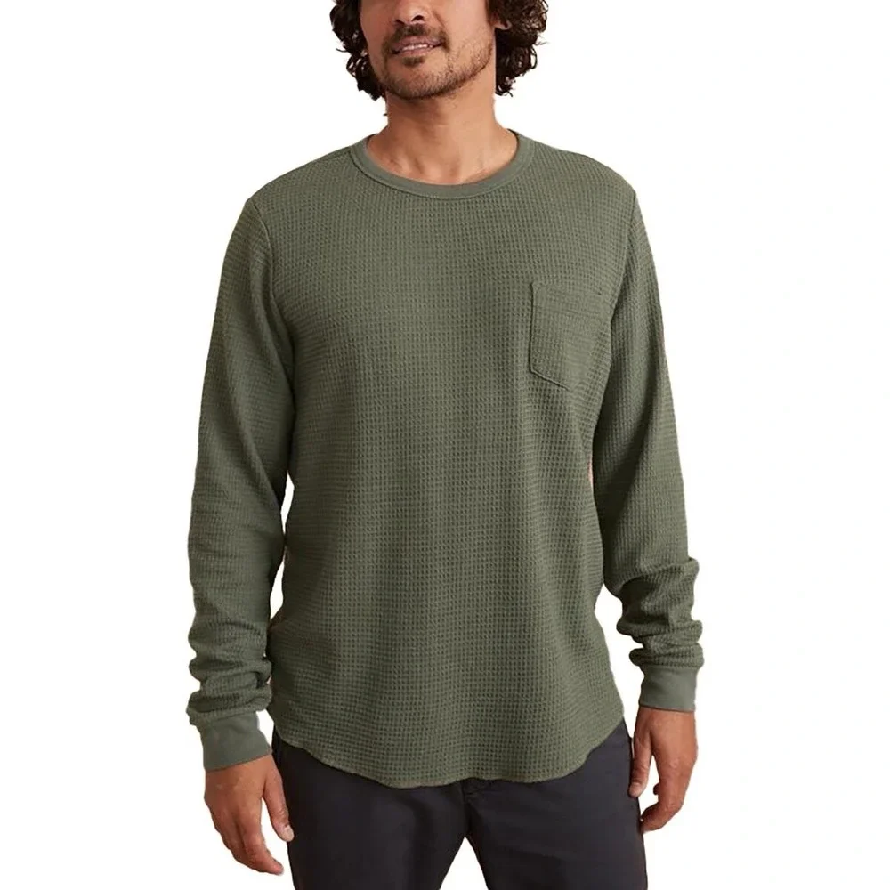 Marine Layer Box Waffle Long Sleeve Crew T-Shirt Men's XL Green